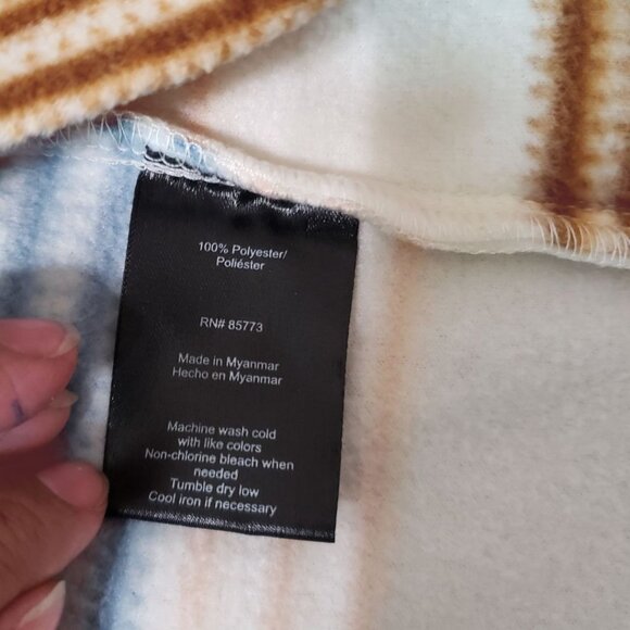 ONeill Women Striped Fleece Hoodie Pullover With Pockets Cream/Blue/brown Xlarge - Picture 10 of 11